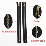 #3 Brass Metal Zipper - Closed End (Bulk Pack of 50 Pieces)