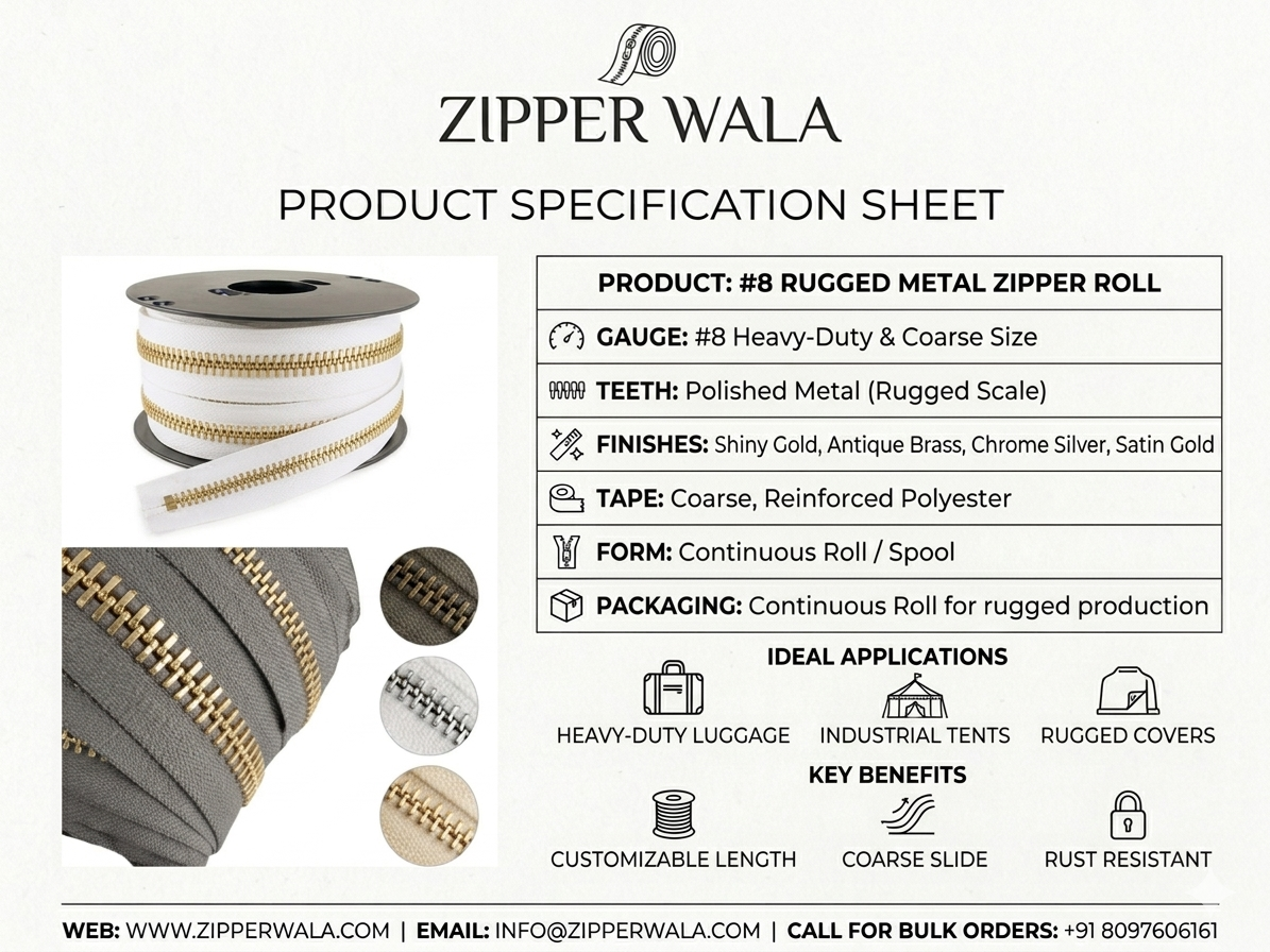 zipper manufacturers in mumbai #8 Heavy Duty Metal Zipper Roll