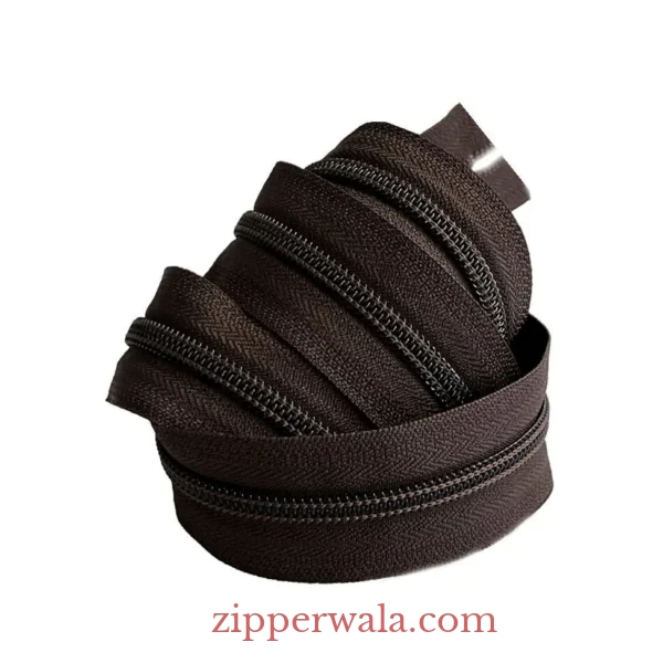 #5 Dark Brown Nylon Coil Zipper Roll for leather goods manufacturing India