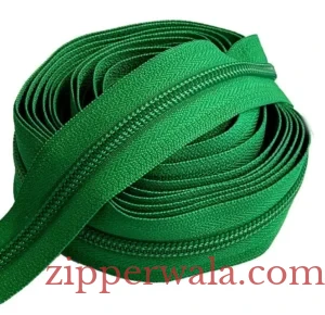 Nylon Zipper Roll Supplier - Industrial grade #5 Green Nylon Zipper Roll for garment manufacturing in Ahmedabad Gujarat