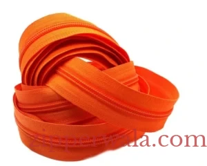 Nylon zipper manufacturers #5 Orange Nylon Coil Zipper Roll for industrial garment manufacturing India