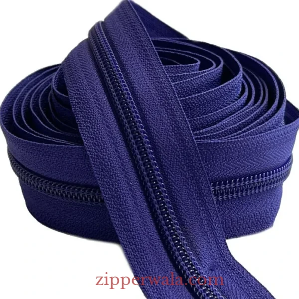 #5 Navy Blue Nylon Coil Zipper Roll for bulk garment production India Nylon Zipper