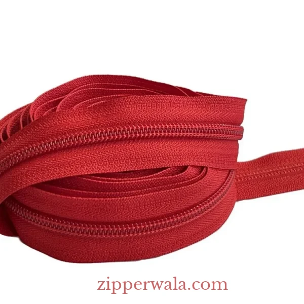 Red Nylon Zipper Roll Industrial grade #5 Red Nylon Coil Zipper Roll for bulk garment production India